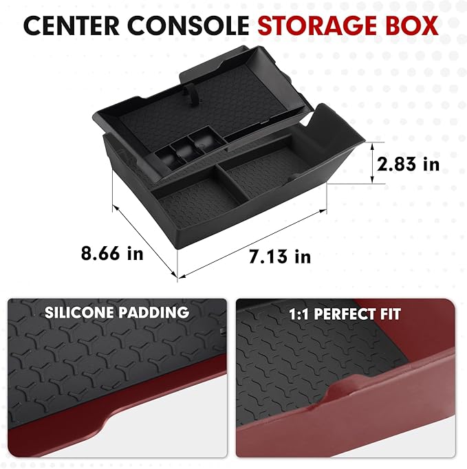 Autorder 2PCS Center Console Organizer for Chevy Chevrolet Equinox 2025-2026 Accessories Center Console Insert Tray Secondary Storage Box with Anti-Slip Mat(Not for Equinox EV)