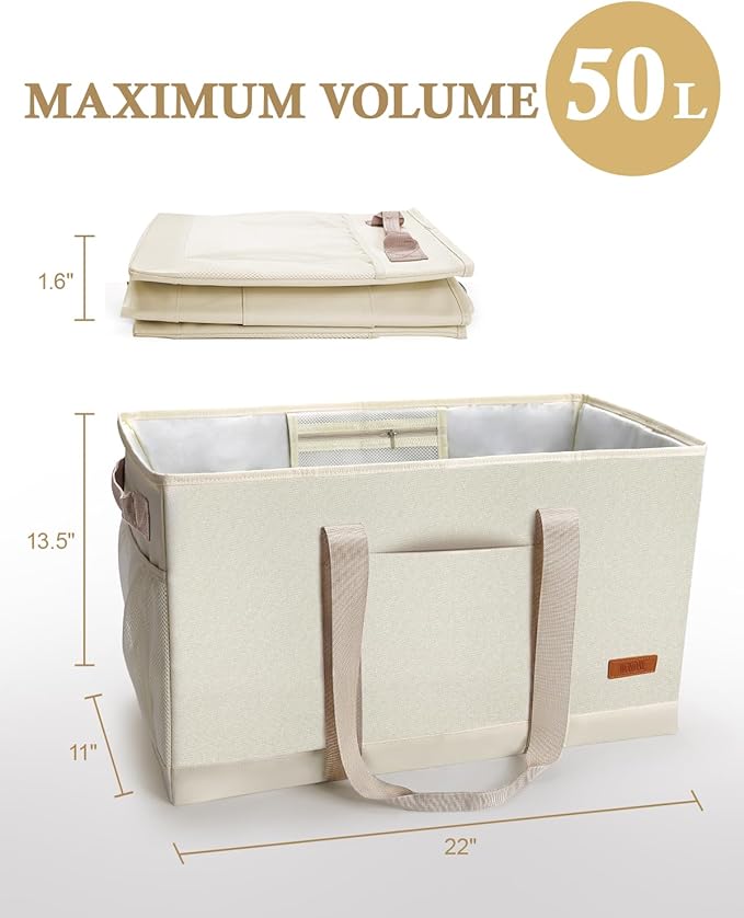 WONDAY Extra Large Utility Tote Bag - Standing Reusable Grocery Bag with Handle