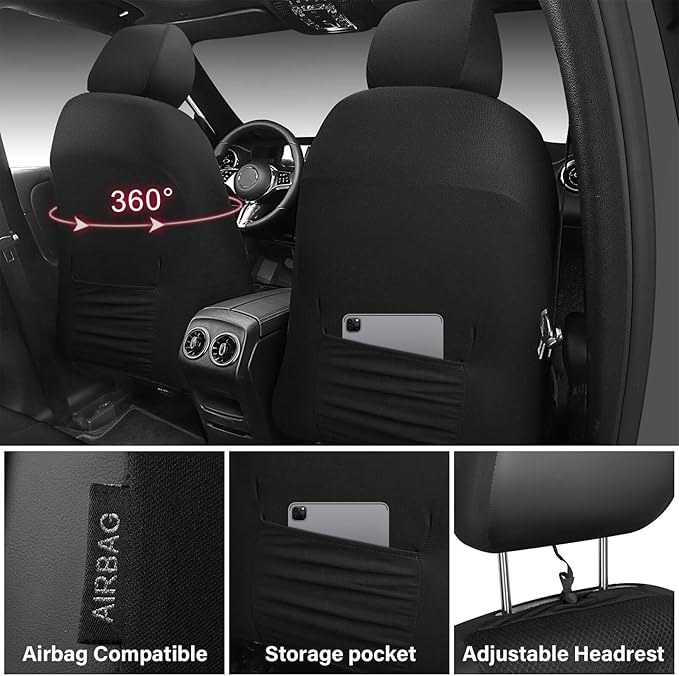 CAR PASS 3D Foam Mesh Leather Car Seat Covers Front Seats, Breathable Front Seat Cover for Cars, Comfortable Universal Fit for SUV Truck Sedan Automotive Anti-Slip Airbag Compatible, Black and Red