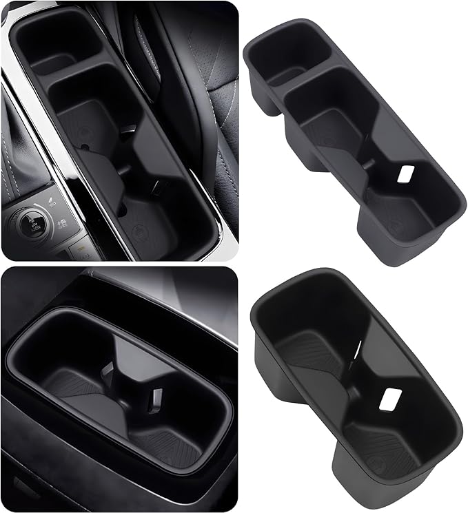 Cup Holder Inserts for KIA Telluride 2025 2024 2023 2022 2021 2020, Front & Rear TPE Center Console Interior Accessories Cup Holders Covers Protector for 2020-2025 Telluride, Black
