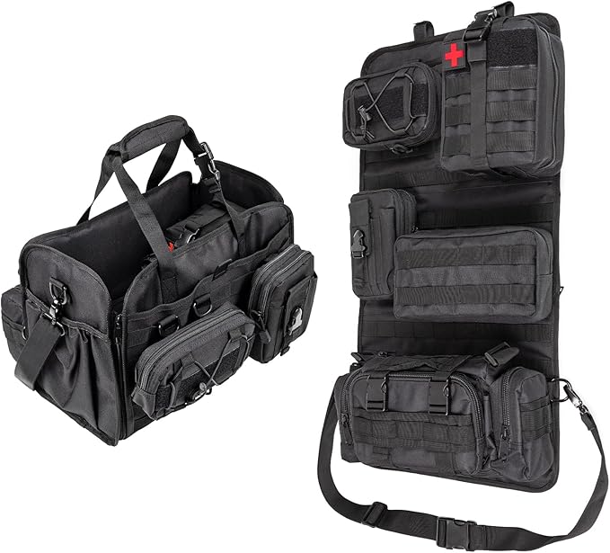 Universal Tactical Car Seat Back Organizer Patrol Bag Tactical Molle Vehicle Organizers with 5 Detachable Molle Pouches Multi-function Designed