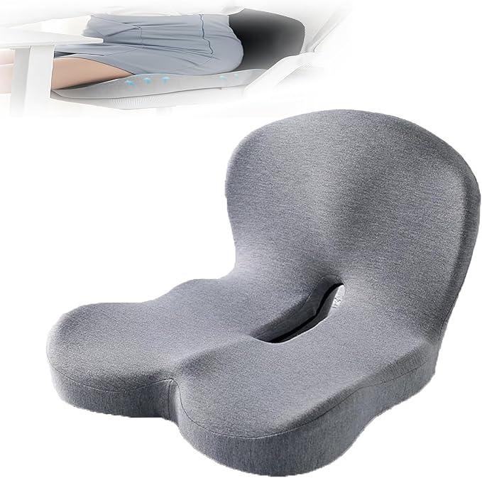 Back and Seat Cushion, Car Seat Cushion for Cars with Lumbar Support,Seat Cushion for Truck Driver, Ergonomic Memory Foam Non Slip Seat Skin with Back Support for Office Chair, Car Seat(D Type)