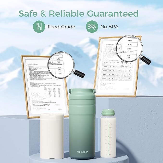 Momcozy Portable Breast Milk Cooler for Travel, 24H Ice-Free Cooling Breastmilk Storage Bottles Container, 12 Ounces Leak Proof Outdoor Small Freezer, Baby Breastfeeding Essential for New Moms