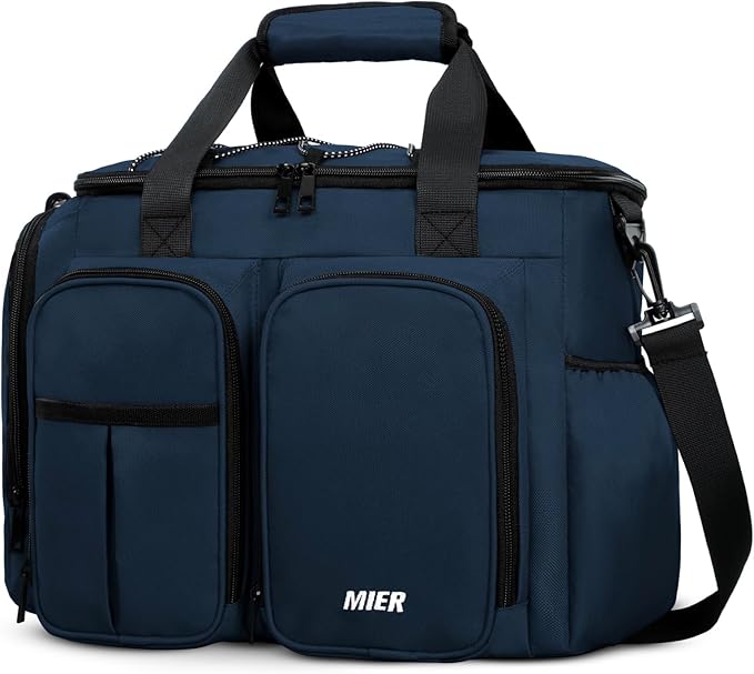 MIER Lunch Box for Men Heavy Duty Insulated Lunch Bag 20 Cans Large Leakproof Soft Cooler Bags with Multiple Pockets for Picnic Work Travel (Navy Blue)