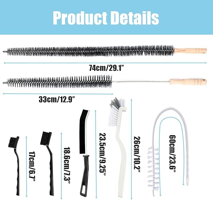 Washing Machine Cleaning Brush,Dryer Vent Cleaner Kit,Crevice Brush for Bathroom, Shower & Kitchen - Scrub Brushes with Long Handle,Household Cleaning Tools Tile, Bathtub, Sink, Grout Cleaning Brushes