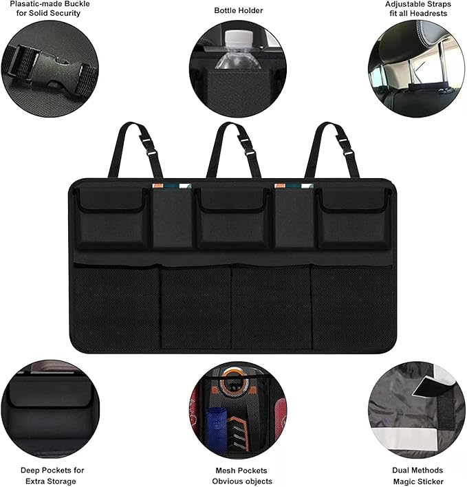 Snuopfy Car Trunk Organizer, Backseat Hanging Organizer with 9 Large Storage Bag Super Capacity -Trunk Organizer for SUV,Truck,Van -Your Space Saving Expert (9 Pocket)