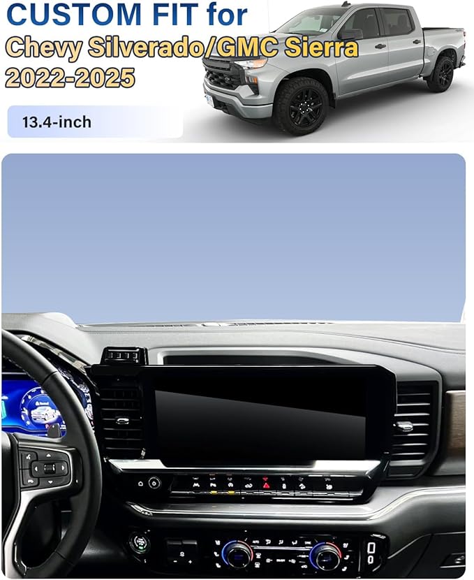 Phone Mount for 2022-2025 Chevrolet Chevy Silverado1500/GMC Sierra 1500 2500HD 3500HD Accessories 13.4-Inch Screen, Magnetic Car Phone Holder for MagSafe, Magnets Fast Wireless Charger Cell Phone Base