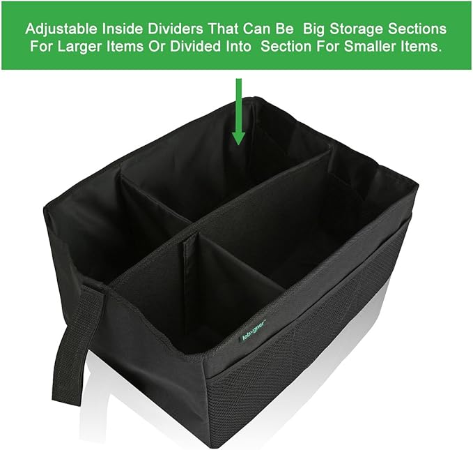 Lebogner Luxury Car Organizer - Front Seat & Backseat Organizer, 4 Inside, 6 Outside Pockets, Easy Fold Design