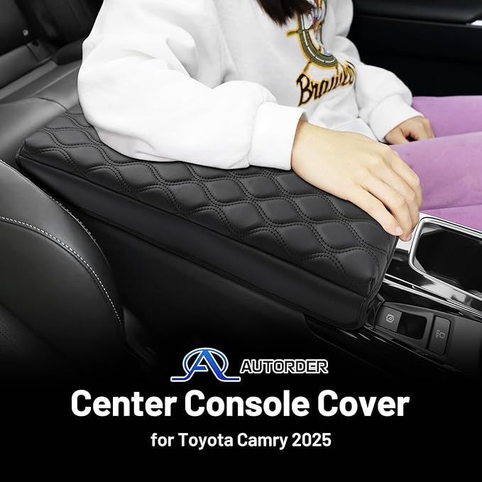Autorder Center Console Cover for 2025-2026 Toyota Camry Accessories Armrest Cushion Cover Nappa Leather Middle Console Covers Camry Console Cushion Pad Anti-Scratch