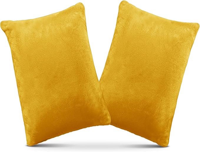2 Pack Small Pillow, Memory Foam Mini Pillow 11 X 7 Inches for Travel, Sleeping, Nap and Neck, Knee, Lumbar Support, Tiny Cushion for Pet, Dogs (Golden Yellow)
