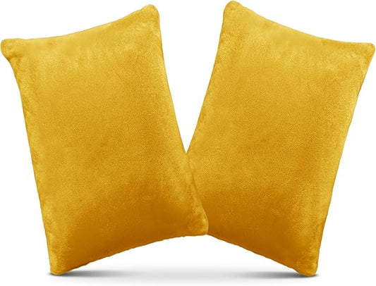 2 Pack Small Pillow, Memory Foam Mini Pillow 11 X 7 Inches for Travel, Sleeping, Nap and Neck, Knee, Lumbar Support, Tiny Cushion for Pet, Dogs (Golden Yellow)