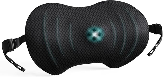 Lumbar Support Pillow, Ergonomic Back Cushion for Office Chair with Adjustable Straps & Detachable Breathable Cover,Memory Foam Car Lumbar Pillow, Back Support Pillow for Car, Office,Bed Rest(Black)