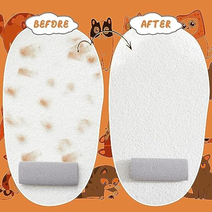 Abbylike 6 Pcs Pet Hair Remover Pumice Stone Car Pet Hair Removal Tool for Bedding Carpet Couch Furniture Cleaning (6.1 x 2.56 x 1.4 Inch,Gray)