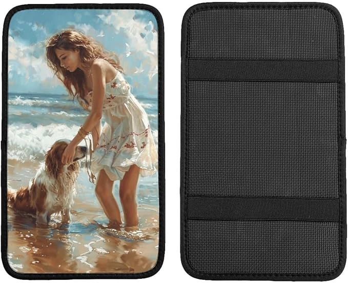 Custom Car Center Console Cover Personalized Auto Armrest Cushion Pad Add Your Image Text Logo Waterproof Non-Slip Neoprene Protector Car Decor Accessories for SUV Vehicle Sedan Truck