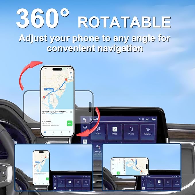Car Phone Holder for 2021-2024 Chevy Suburban Tahoe/GMC Yukon Accessories 10.2-inch Screen Fixed Clip, Magnet Cell Phone Mount Compatible with MagSafe 360° Rotation Phone Automobile Cradles