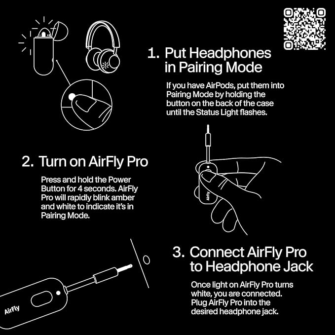 Twelve South AirFly Pro | Bluetooth Wireless Transmitter/Receiver Adapter for 2 Headphones, Audio Sharing, Compatible with 3.5mm aux Jack for Airplanes, TV, Gym, Stereo, and Travel, 25+ Hr Battery