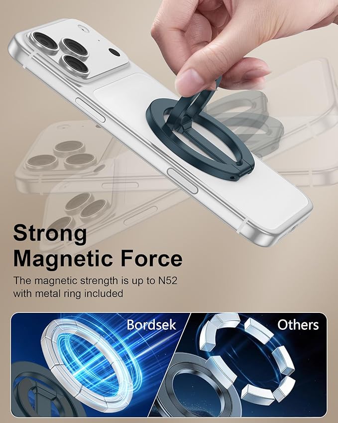 Mag Safe Phone Grip for iPhone 17 Pro Max Apple MagSafe Kickstand, Magnetic Finger Ring Holder,Foldable Magnetic Grip Metal Loop Stand MagSafe Car Mount,iPhone 17e/Air/17Pro/16e/16 Pro Max/15/14/13/12
