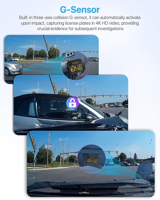 Dash Cam, 360° Dash Cam Front and Rear Inside, 4K/2.5K UHD Dash Camera for Cars, Night Vision, Built-in 5G WiFi & GPS, G-Sensor, 185° Wide Angle, HDR, Parking Mode, Support 512GB Max