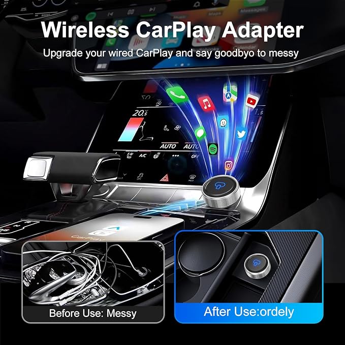 Wireless CarPlay Adapter for Apple & Android Auto, 2026 Upgraded Stable Connection, Auto Connect in 5s, Plug & Play Dongle for Factory Wired CarPlay Cars, WiFi 6 & Bluetooth for iOS 10+ & Android 11+