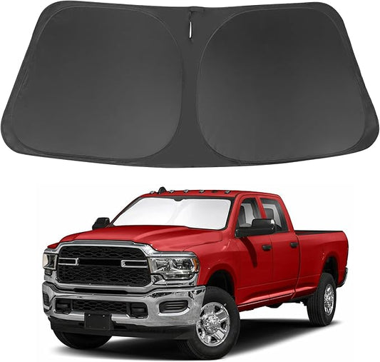 Windshield Sun Shade Fit for 2010-2024 2025 2026 Dodge RAM 2500 3500 Accessories Foldable Sunshade Sun Blocker Protect Car from Heat Damage