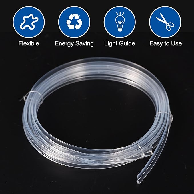 MECCANIXITY Fiber Optic Cable Car Side Glow LED Illumination Crystal Cables Car Atmosphere Neon Cold Lights 4 Meters 3mmx6mm