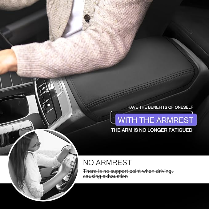 LUWU 2025 2026 Santa Cruz Center Console Cover Compatible with 2022 2023 2024 2025 2026 Santa Cruz Accessories Armrest Cover Center Console Pad Armrest Console Cover (Thin Black)