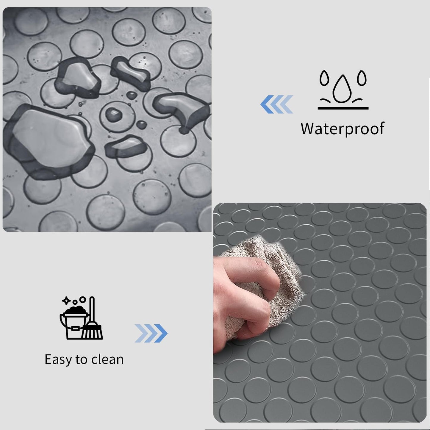 Premium Garage Floor Mat, Commercial Grade Heavy Duty Parking Mat for Garage Floor, Golf Cart Parking, Water/Stain Resistant Floor Runner (Grey Coin, 2 Rolls x 4 x 6.5 Feet)