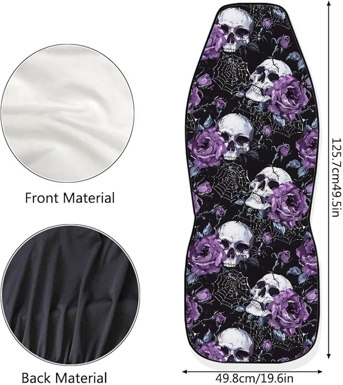 Skull Rose Car Seat Covers for Front Seat Breathable Car Seat Cover Protection Interior Accessories Easy to Install and Clean Universal for Cars Truck SUV Van
