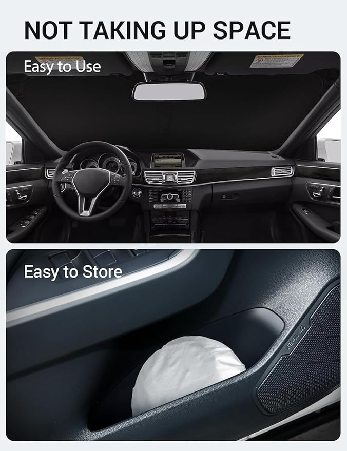 Proadsy 2026 Upgrade Windshield Sun Shade Custom Fit 2010-2016 E Class Foldable Front Sunshade Protector Sun Visor Blocks UV Rays Keep Car Cooler