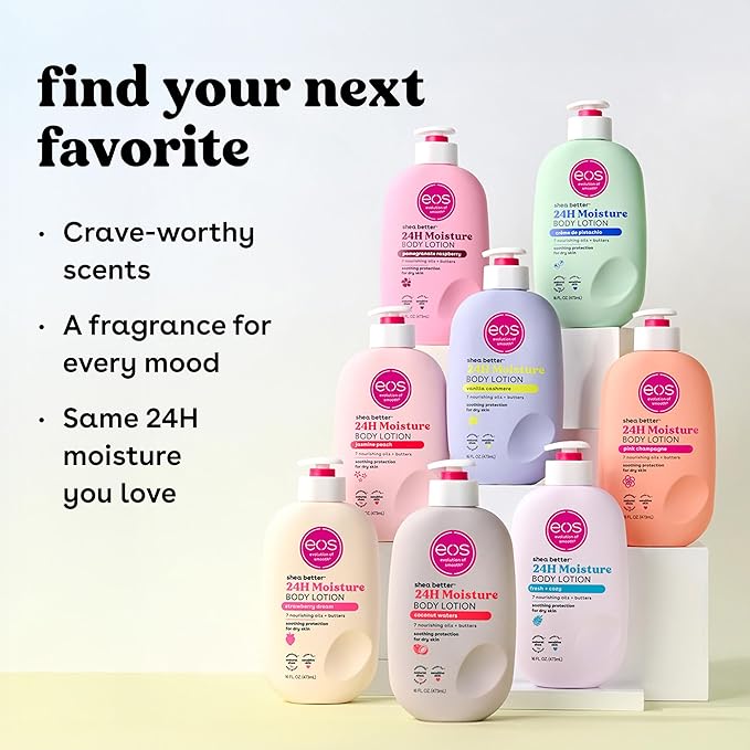 eos 24H Moisture Travel Body Lotion- Vanilla Cashmere,Travel Size Essential,Toiletries,Mini Body Lotion For Dry Skin,2.5 fl oz,(Pack of 2)