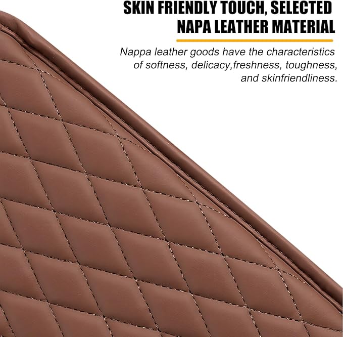 Mandark Car Center Console Cover, Microfiber Leather Vehicle Armrest Protector Cushion with 2 Storage Bags, Auto Interior Arm Rest Seat Box Pad Accessories, Universal for SUV, Sedan, Truck (Brown)