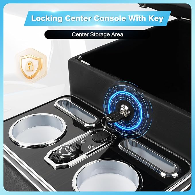 Center Console, Universal Front Bench Seat Consoles, Truck Seat Organizer and Storage, Center Console for Truck & Minivan & Car& SUV Cab Front Seat Bench Seat Storage Box (Locking)