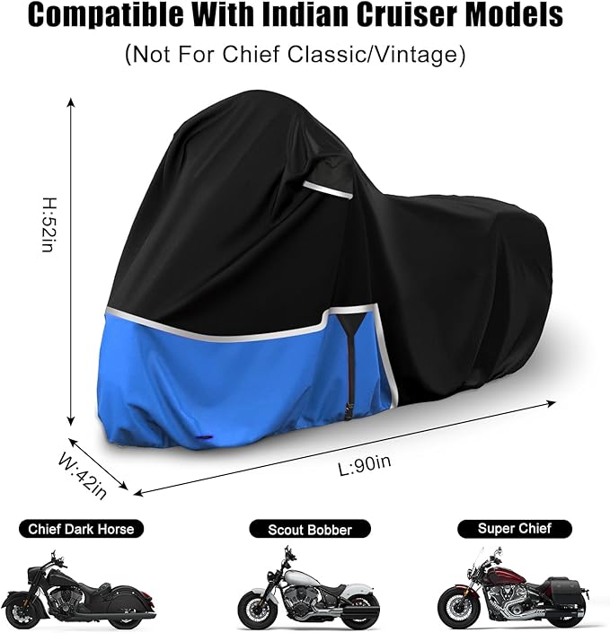 Waterproof Motorcycle Cover Replace for Indian Scout/Scout Bobber/Chief, 420D Oxford Cloth Customized Motorcycle Cover for Snow Rain Dust Protection