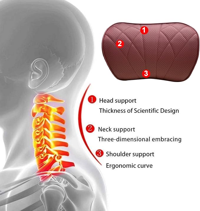 2 Packs Car Neck Pillow for BMW X3 X5 X1 X2 X4 X6 X7 1 2 3 4 5 6 7 Series Car Soft PU Leather Headrest and 100% Memory Foam Car Seat Pillow Head Neck RestCushion Accessories (Red)