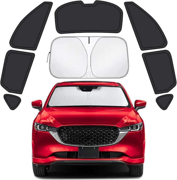 Car Window Shades for Mazda CX-5 2017-2025 Accessories - Full Set 8PCS Side Window Sunshades with Memory Frame & Blackout Fabric, Privacy UV Shield for Camping/Travel