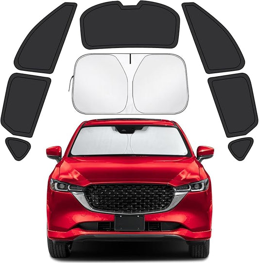 Car Window Shades for Mazda CX-5 2017-2025 Accessories - Full Set 8PCS Side Window Sunshades with Memory Frame & Blackout Fabric, Privacy UV Shield for Camping/Travel