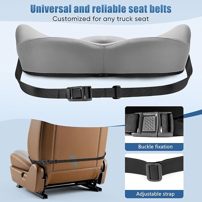 Car Seat Cushion for Truck and Car Drivers - Prevents Bedsores & Relieves Long-Drive Pain, Therapeutic Support for Sciatica, Hemorrhoids, Tailbone and Prostate, Enhanced View with Anti-Slip Base