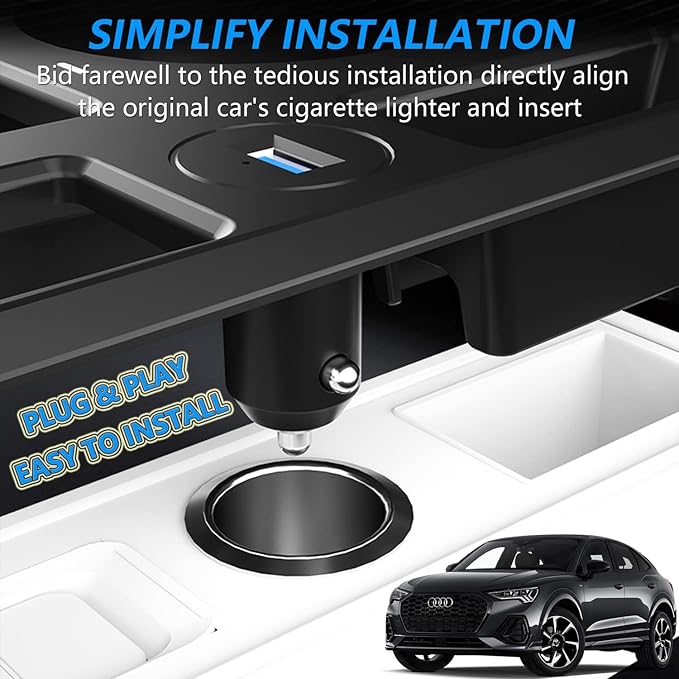 Wireless Car Charger for Audi Q3 2019-2022/Q3 Sportback 2020-2022/RS Q3 Sportback 2020-2022, 15W Qi Fast Charging Phone Charger Pad with QC3.0 USB Port for iPhone 12/13/13Pro Galaxy S22/S21