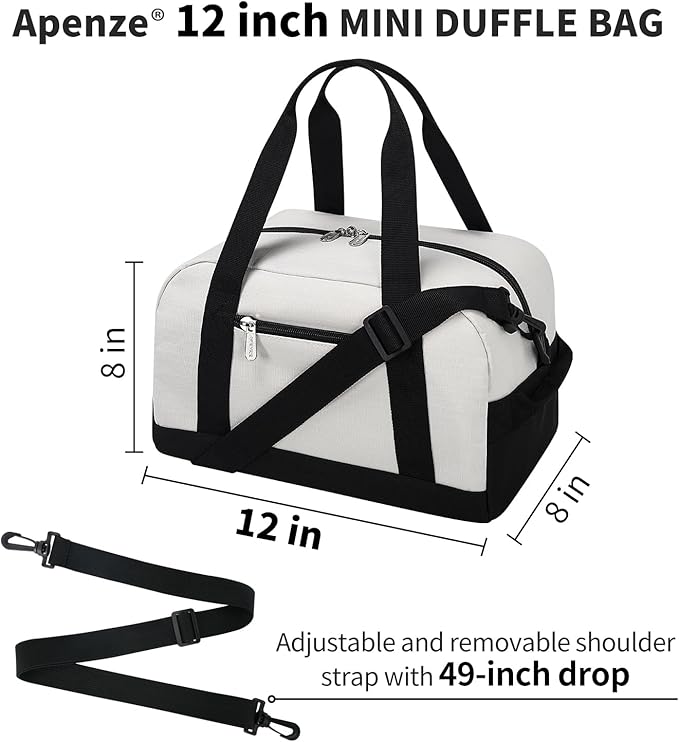 Small Gym Bag Carry On Bag - 12 in Mini Duffle Bag Lightweight for Overnight Travel(Beige)