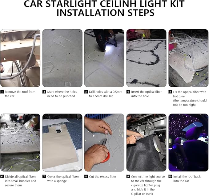 16W Car Home Starlight Headliner Kit, Twinkle & Sound Activate RGBW Fiber Optic Lights with APP & Remote Control, Star Lights for Ceiling Decoration, 600 pcs 9.8ft