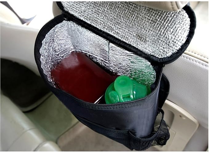 KAFEEK Car Seat Organizer/Auto Seat Back Organizer/Multi-Pocket Travel Insulated Drinks Holder Cooler/Storage Bag Cool Wrap Bottle Bag with Mesh Pockets(Heat-Preservation)