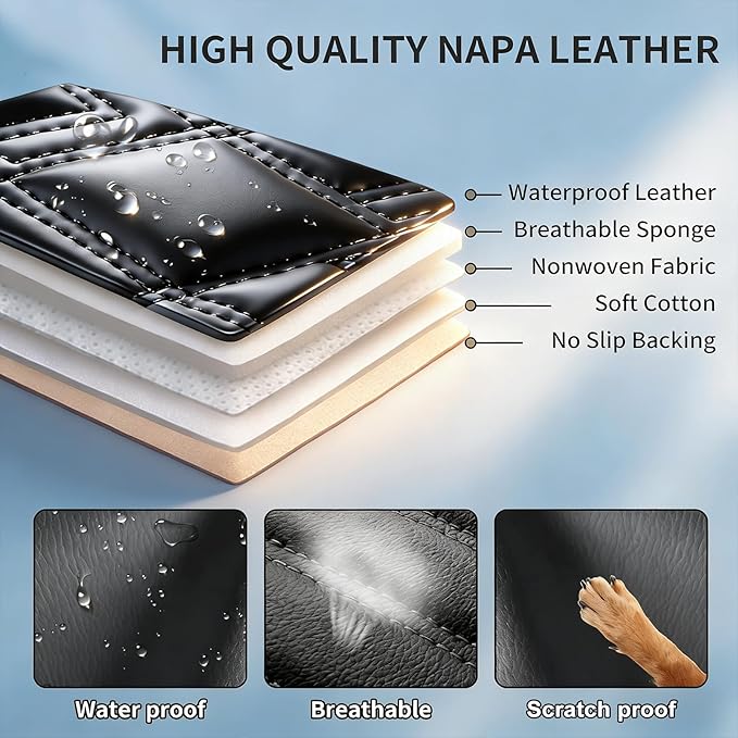 Fit for Accent Seat Covers Compatible with Hyundai Accent 2017-2026 - Waterproof Breathable Leather Automotive Seat Cushions Protector,Airbag Compatible,Full Set 5 Seats(Redline)