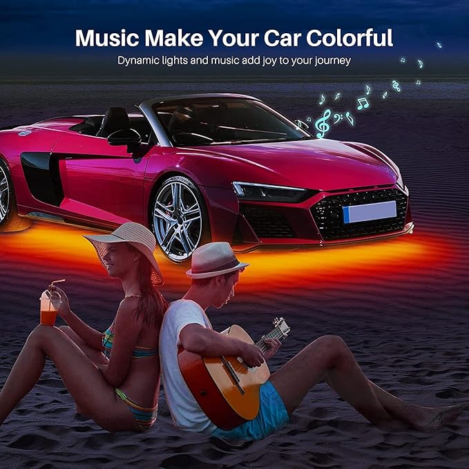 Underglow Kit for Car, Led Underglow Lights with App and Remote Control, 16 Million RGB Colors, 29 Preset Modes, Music & DIY Mode, Under Car Led Lights Exterior for SUVs, Trucks, DC 12V