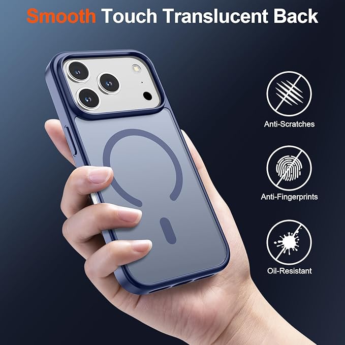 SUPFINE Magnetic for iPhone 17 Pro Case (Compatible with MagSafe)(Military Grade Drop Protection) Translucent Matte Shockproof with Anti-Fingerprint Phone Cover 2025,Lavender Gray