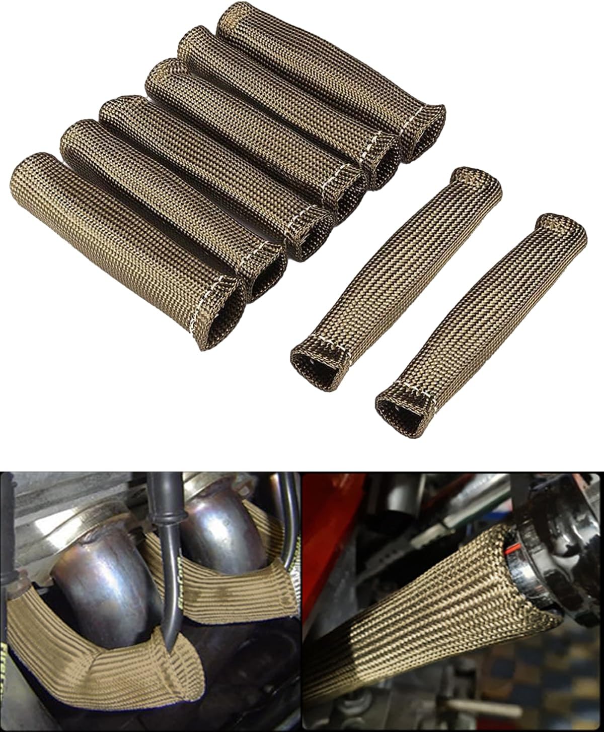 Spark Plug Wire Heat Shield - 8 PCS 2500° Spark Plug Heat Sleeve, 6 Inches Spark Plug Wire Boots Protector Protection Cover Replacement for LS1 / LS2 SBC BBC 350 454 Car Truck, Titanium