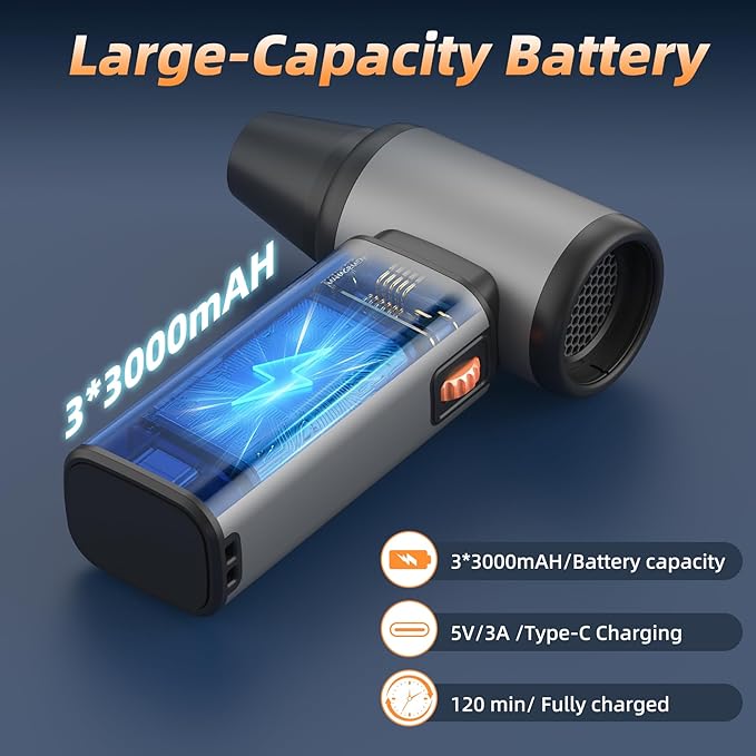 Compressed Air Duster - 130000 RPM Powerful Electric Air Duster, Multi-Gear Adjustable Canned Air, Fast Charging Duster for Computer, Keyboard, Home, Outdoor Duster