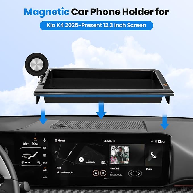 Karltys Upgraded 360° Rotation Magnetic Phone Holder Organizer for Kia K4 2025 2026 Accessories, [Screen Organizer & Magnetic] Phone Mount for Kia K4