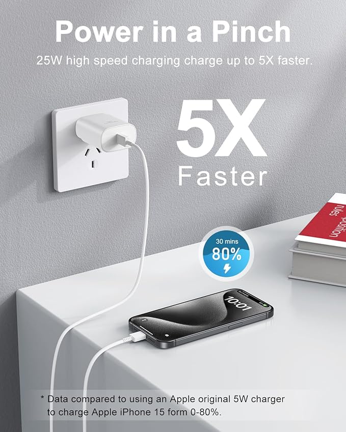 Type C Charger Fast Charging, 2Pack [10FT&6FT] Long USB C Cable with 25W Phone Super Fast Charger Block Compatible with Galaxy S25/S24/Plus/Ultra,iPhone 15/16/17/Air/Plus/Pro Max