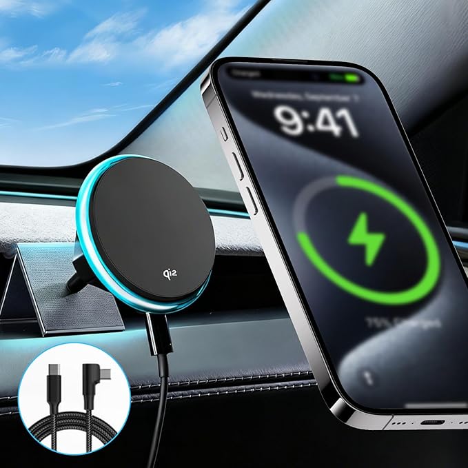 Wireless Car Mount Charger Fast Charging for Tesla Model 3/Y/3 Highland/Y Juniper (Model 3 Highland 2024+, with OBD Charger)