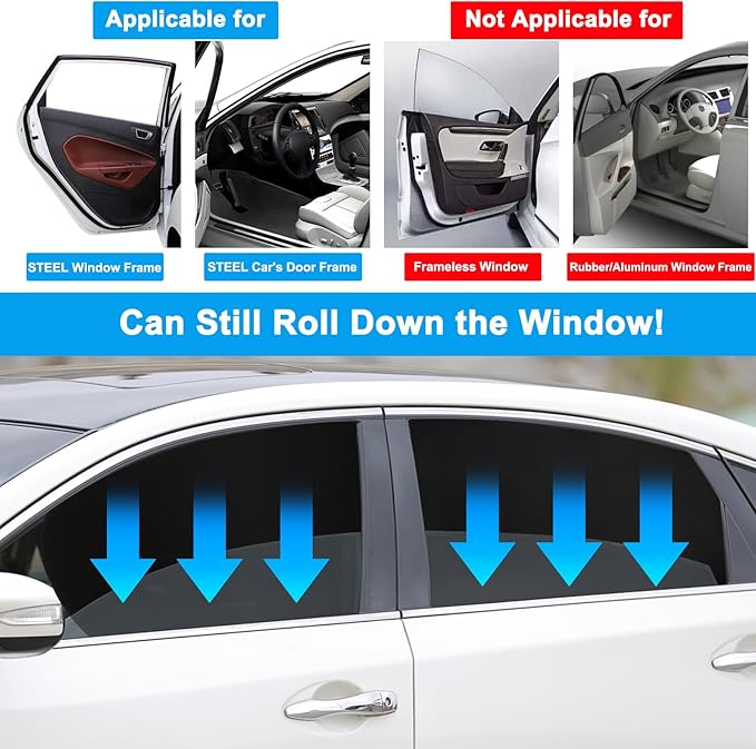 Ovege Car Window Shades Magnetic 4pcs-Blackout Side Window Shade for Baby in Car Privacy Curtain UV Protection